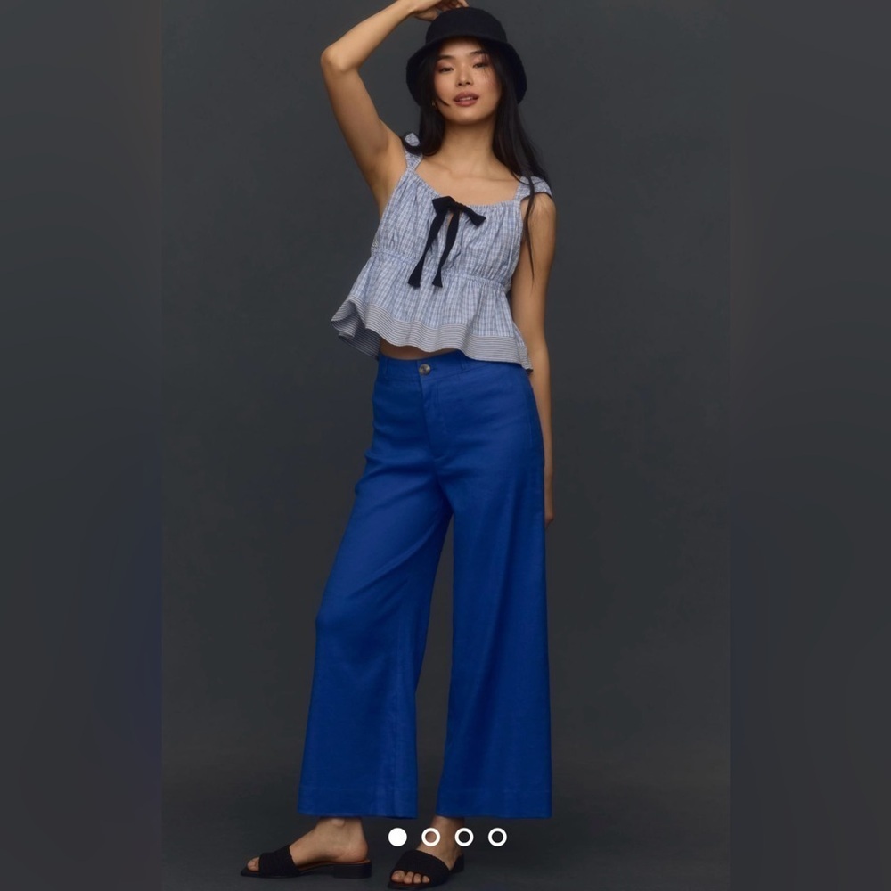 NWT Size 32 - The Ettie High-Rise Crop Wide-Leg Pants by Maeve: Linen Edition